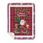 Personalized Gift Tartan Plaid Blanket Clan Shaw With Funny Santa Snowman Reindeer Merry Christmas Gift Sherpa Blanket, blue plaid sherpa blanket,blue tartan sherpa blanket,Buchan,buffalo plaid sherpa blanket,christmas sherpa blanket,Christmas Throw Blanket