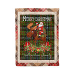 Personalized Gift Plaid Tartan Blanket Clan Walkinshaw With Moose Lover Xmas Gift Santa Riding Christmas Fleece Blanket