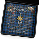 To My Beautiful Soulmate Sunflower Necklace In Your Eyes I Have Found My Home Clan Home Hume Tartan Jewelry For Girlfriend, Tartan Sunflower Pendant Necklace, Scottish Tartan Jewelry, valentine necklace, necklace girlfriend, necklace for wife, cute necklaces for girlfriend, jewelry for girlfriend, to my soulmate necklace, to my future wife necklace