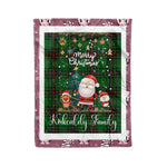 Personalized Gift Tartan Plaid Blanket Clan Kirkcaldy With Funny Santa Snowman Reindeer Merry Christmas Fleece Blanket, Home Living Room, Plaid Blanket, Tartan Blanket, Scottish Blanket, Buffalo fleece blanket, Christmas Blanket