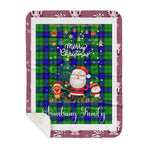 Personalized Gift Tartan Plaid Blanket Clan Armstrong With Funny Santa Snowman Reindeer Merry Christmas Gift Sherpa Blanket, blue plaid sherpa blanket,blue tartan sherpa blanket,Buchan,buffalo plaid sherpa blanket,christmas sherpa blanket,Christmas Throw Blanket