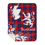 Sherpa Blanket - Tartan Blanket Thistle and Lion Scottish Clan Graham of Menteith Red Plaid Blanket, plaid sherpa blanket queen,purple sherpa blanket,queen sherpa blanket,queen size sherpa blanket,red sherpa blanket,scottish tartan blankets,sherpa blanket,sherpa christmas blanket