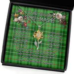 To My Beautiful Soulmate Sunflower Necklace In Your Eyes I Have Found My Home Clan Galloway District Tartan Jewelry For Girlfriend, Tartan Sunflower Pendant Necklace, Scottish Tartan Jewelry, valentine necklace, necklace girlfriend, necklace for wife, cute necklaces for girlfriend, jewelry for girlfriend, to my soulmate necklace, to my future wife necklace