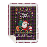 Personalized Gift Tartan Plaid Blanket Clan MacDonald Modern With Funny Santa Snowman Reindeer Merry Christmas Gift Sherpa Blanket, blue plaid sherpa blanket,blue tartan sherpa blanket,Buchan,buffalo plaid sherpa blanket,christmas sherpa blanket,Christmas Throw Blanket