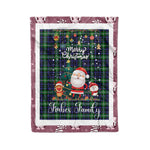 Personalized Gift Tartan Plaid Blanket Clan Forbes Lyon Court With Funny Santa Snowman Reindeer Merry Christmas Fleece Blanket, Christmas Blanket, Plaid Blanket, Tartan Blanket,Scottish Blanket