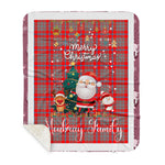 Personalized Gift Tartan Plaid Blanket Clan Moubray With Funny Santa Snowman Reindeer Merry Christmas Gift Sherpa Blanket, blue plaid sherpa blanket,blue tartan sherpa blanket,Buchan,buffalo plaid sherpa blanket,christmas sherpa blanket,Christmas Throw Blanket