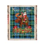 Personalized Gift Plaid Tartan Blanket Clan Arbuthnott Hunting With Moose Lover Xmas Gift Santa Riding Christmas Fleece Blanket