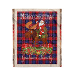 Personalized Gift Plaid Tartan Blanket Clan Graham Of Menteith Red With Moose Lover Xmas Gift Santa Riding Christmas Fleece Blanket