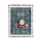 Personalized Gift Tartan Plaid Blanket Clan Leslie Hunting Ancient With Funny Santa Snowman Reindeer Merry Christmas Fleece Blanket, Home Living Room, Plaid Blanket, Tartan Blanket, Scottish Blanket, Buffalo fleece blanket, Christmas Blanket