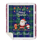 Personalized Gift Tartan Plaid Blanket Clan Hamilton Hunting Modern With Funny Santa Snowman Reindeer Merry Christmas Gift Sherpa Blanket, blue plaid sherpa blanket,blue tartan sherpa blanket,Buchan,buffalo plaid sherpa blanket,christmas sherpa blanket,Christmas Throw Blanket