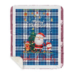 Personalized Gift Tartan Plaid Blanket Clan Muirhead Blue With Funny Santa Snowman Reindeer Merry Christmas Gift Sherpa Blanket, blue plaid sherpa blanket,blue tartan sherpa blanket,Buchan,buffalo plaid sherpa blanket,christmas sherpa blanket,Christmas Throw Blanket