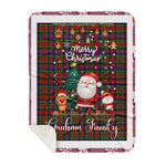 Personalized Gift Tartan Plaid Blanket Clan Graham Red With Funny Santa Snowman Reindeer Merry Christmas Gift Sherpa Blanket, blue plaid sherpa blanket,blue tartan sherpa blanket,Buchan,buffalo plaid sherpa blanket,christmas sherpa blanket,Christmas Throw Blanket