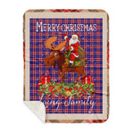 Personalized Gift Plaid Tartan Blanket Clan Laing of Archiestown With Moose Lover Xmas Gift Santa Riding Buffalo Plaid Christmas Sherpa Blanket