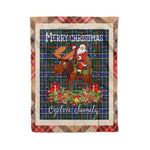 Personalized Gift Plaid Tartan Blanket Clan Ogilvie Hunting Modern With Moose Lover Xmas Gift Santa Riding Christmas Fleece Blanket