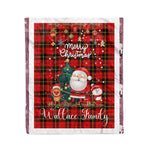 Personalized Gift Tartan Plaid Blanket Clan Wallace With Funny Santa Snowman Reindeer Merry Christmas Fleece Blanket, Home Living Room, Plaid Blanket, Tartan Blanket, Scottish Blanket, Buffalo fleece blanket, Christmas Blanket