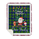 Personalized Gift Tartan Plaid Blanket Clan Dixon With Funny Santa Snowman Reindeer Merry Christmas Gift Sherpa Blanket, blue plaid sherpa blanket,blue tartan sherpa blanket,Buchan,buffalo plaid sherpa blanket,christmas sherpa blanket,Christmas Throw Blanket