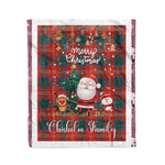 Personalized Gift Tartan Plaid Blanket Clan Chisholm Ancient With Funny Santa Snowman Reindeer Merry Christmas Fleece Blanket, Home Living Room, Plaid Blanket, Tartan Blanket, Scottish Blanket, Buffalo fleece blanket, Christmas Blanket