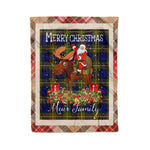 Personalized Gift Plaid Tartan Blanket Clan Muir With Moose Lover Xmas Gift Santa Riding Christmas Fleece Blanket
