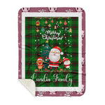 Personalized Gift Tartan Plaid Blanket Clan Lundin With Funny Santa Snowman Reindeer Merry Christmas Gift Sherpa Blanket, blue plaid sherpa blanket,blue tartan sherpa blanket,Buchan,buffalo plaid sherpa blanket,christmas sherpa blanket,Christmas Throw Blanket