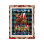 Personalized Gift Plaid Tartan Blanket Clan Guthrie Ancient With Moose Lover Xmas Gift Santa Riding Christmas Fleece Blanket