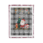 Personalized Gift Tartan Plaid Blanket Clan Douglas Grey Modern With Funny Santa Snowman Reindeer Merry Christmas Fleece Blanket, Home Living Room, Plaid Blanket, Tartan Blanket, Scottish Blanket, Buffalo fleece blanket, Christmas Blanket