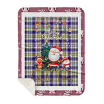 Personalized Gift Tartan Plaid Blanket Clan Livingstone Dress With Funny Santa Snowman Reindeer Merry Christmas Gift Sherpa Blanket, blue plaid sherpa blanket,blue tartan sherpa blanket,Buchan,buffalo plaid sherpa blanket,christmas sherpa blanket,Christmas Throw Blanket