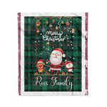 Personalized Gift Tartan Plaid Blanket Clan Ross Hunting Modern With Funny Santa Snowman Reindeer Merry Christmas Fleece Blanket, Home Living Room, Plaid Blanket, Tartan Blanket, Scottish Blanket, Buffalo fleece blanket, Christmas Blanket