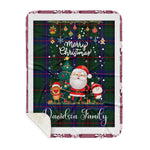 Personalized Gift Tartan Plaid Blanket Clan Davidson With Funny Santa Snowman Reindeer Merry Christmas Gift Sherpa Blanket, blue plaid sherpa blanket,blue tartan sherpa blanket,Buchan,buffalo plaid sherpa blanket,christmas sherpa blanket,Christmas Throw Blanket