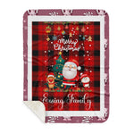 Personalized Gift Tartan Plaid Blanket Clan Ewing With Funny Santa Snowman Reindeer Merry Christmas Gift Sherpa Blanket, blue plaid sherpa blanket,blue tartan sherpa blanket,Buchan,buffalo plaid sherpa blanket,christmas sherpa blanket,Christmas Throw Blanket