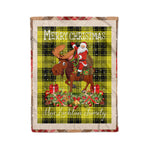 Personalized Gift Plaid Tartan Blanket Clan MacLachlan With Moose Lover Xmas Gift Santa Riding Christmas Fleece Blanket