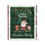 Personalized Gift Tartan Plaid Blanket Clan Davidson Modern With Funny Santa Snowman Reindeer Merry Christmas Fleece Blanket, Home Living Room, Plaid Blanket, Tartan Blanket, Scottish Blanket, Buffalo fleece blanket, Christmas Blanket