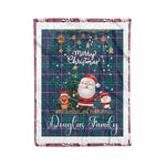 Personalized Gift Tartan Plaid Blanket Clan Douglas With Funny Santa Snowman Reindeer Merry Christmas Fleece Blanket, Home Living Room, Plaid Blanket, Tartan Blanket, Scottish Blanket, Buffalo fleece blanket, Christmas Blanket
