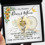 Sunflower Pendant Necklace - Stepmom Necklace, To My Badass Bonus Mom Gift Neckalce, Gift For Stepmom, Stepmother, Second Mom Necklace