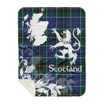 Sherpa Blanket - Tartan Blanket Thistle and Lion Scottish Clan MacInnes Modern Plaid Blanket, plaid sherpa blanket queen,purple sherpa blanket,queen sherpa blanket,queen size sherpa blanket,red sherpa blanket,scottish tartan blankets,sherpa blanket,sherpa christmas blanket
