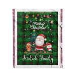 Personalized Gift Tartan Plaid Blanket Clan Kinloch With Funny Santa Snowman Reindeer Merry Christmas Fleece Blanket, Home Living Room, Plaid Blanket, Tartan Blanket, Scottish Blanket, Buffalo fleece blanket, Christmas Blanket