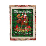 Personalized Gift Plaid Tartan Blanket Clan Halkett With Moose Lover Xmas Gift Santa Riding Christmas Fleece Blanket