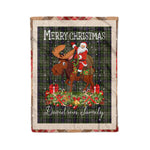 Personalized Gift Plaid Tartan Blanket Clan Davidson Tulloch Dress With Moose Lover Xmas Gift Santa Riding Christmas Fleece Blanket
