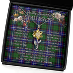 To My Beautiful Soulmate Sunflower Necklace In Your Eyes I Have Found My Home Clan Russell Tartan Jewelry For Girlfriend, Tartan Sunflower Pendant Necklace, Scottish Tartan Jewelry, valentine necklace, necklace girlfriend, necklace for wife, cute necklaces for girlfriend, jewelry for girlfriend, to my soulmate necklace, to my future wife necklace