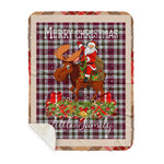 Personalized Gift Plaid Tartan Blanket Clan Little Dress With Moose Lover Xmas Gift Santa Riding Buffalo Plaid Christmas Sherpa Blanket