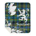 Scotstee Shop - Tartan Blanket Thistle and Lion Scottish Clan Gillies Plaid Blanket - Sherpa Blanket
