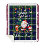 Personalized Gift Tartan Plaid Blanket Clan Meldrum With Funny Santa Snowman Reindeer Merry Christmas Gift Sherpa Blanket, blue plaid sherpa blanket,blue tartan sherpa blanket,Buchan,buffalo plaid sherpa blanket,christmas sherpa blanket,Christmas Throw Blanket