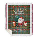 Personalized Gift Tartan Plaid Blanket Clan Bisset Pattern With Funny Santa Snowman Reindeer Merry Christmas Gift Sherpa Blanket, blue plaid sherpa blanket,blue tartan sherpa blanket,Buchan,buffalo plaid sherpa blanket,christmas sherpa blanket,Christmas Throw Blanket