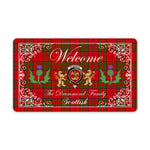 Doormat - Welcome Mat Scottish Clan Drummond Tartan Door Mat, Plaid Doormat With Thistle and Two Lion Scottish