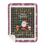 Personalized Gift Tartan Plaid Blanket Clan Campbell Argyll Weathered With Funny Santa Snowman Reindeer Merry Christmas Gift Sherpa Blanket, blue plaid sherpa blanket,blue tartan sherpa blanket,Buchan,buffalo plaid sherpa blanket,christmas sherpa blanket,Christmas Throw Blanket