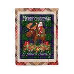 Personalized Gift Plaid Tartan Blanket Clan Lockhart Modern With Moose Lover Xmas Gift Santa Riding Christmas Fleece Blanket