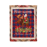 Personalized Gift Plaid Tartan Blanket Clan Haldane With Moose Lover Xmas Gift Santa Riding Christmas Fleece Blanket