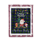 Personalized Gift Tartan Plaid Blanket Clan MacEwen With Funny Santa Snowman Reindeer Merry Christmas Fleece Blanket, Home Living Room, Plaid Blanket, Tartan Blanket, Scottish Blanket, Buffalo fleece blanket, Christmas Blanket