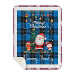 Personalized Gift Tartan Plaid Blanket Clan Ramsay Ancient With Funny Santa Snowman Reindeer Merry Christmas Gift Sherpa Blanket, blue plaid sherpa blanket,blue tartan sherpa blanket,Buchan,buffalo plaid sherpa blanket,christmas sherpa blanket,Christmas Throw Blanket