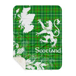 Scotstee Shop - Tartan Blanket Thistle and Lion Scottish Clan Galloway Hunting Plaid Blanket - Sherpa Blanket