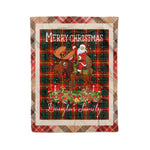 Personalized Gift Plaid Tartan Blanket Clan Douglas of Roxburgh With Moose Lover Xmas Gift Santa Riding Christmas Fleece Blanket